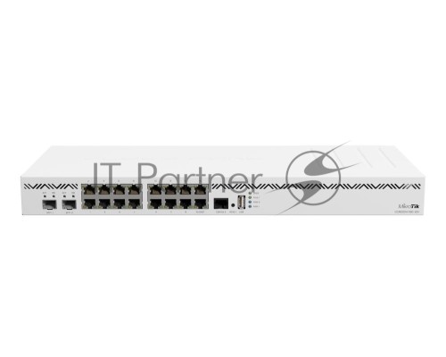 Маршрутизатор CCR2004-16G-2S+ Cloud Core Router 2004-16G-2S+ with Annapurna Labs Alpine v2 CPU with 4x ARMv8-A Cortex-A57 cores running at 1.7GHz, 4GB of DDR4 RAM, 128MB NAND storage, 16 x Gbit LAN, 2x SFP+ ports, 1U rackmount case, Dual PSU, RouterOS L6
