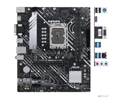 Материнская плата ASUS PRIME B660M-K D4, Socket LGA 1700, Intel B660, 2xDDR4, 4xSATA, 2xM.2, 1xPCI-E 4.0 x16, 2xPCI-E x1, 1xHDMI, 1xVGA, 1x 1Gb LAN, 4xUSB-A 3.2 Gen 1, 2xUSB-A 2.0, 3x3.5 мм, 7.1, mATX