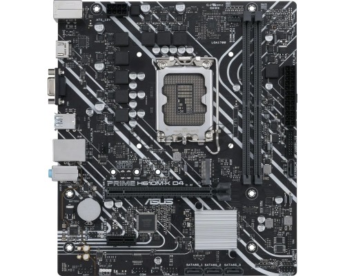 Материнская плата ASUS PRIME H610M-K D4, LGA 1700, Intel H610, 2xDDR4, 4xSATA, 1xM.2, 1xPCI-E 4.0 x16, 1xPCI, 1xHDMI, 1xVGA, 1x 1Gb LAN, 2xUSB-A 2.0, 2xUSB-A 3.2 Gen 1, 3x3.5 мм, 7.1, Micro-ATX