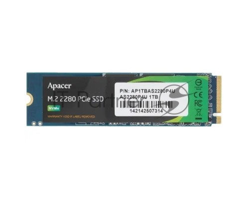 Накопитель SSD Apacer 1TB AS2280P4U M.2 PCIe Gen3x4, R3500/W3000 Mb/s, MTBF 1.8M, 3D NAND, NVMe, Retail (AP1TBAS2280P4U-1)