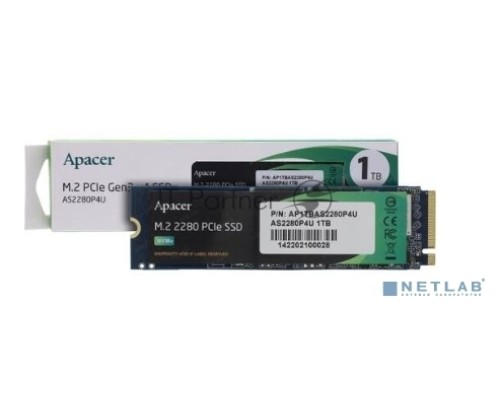 Накопитель SSD Apacer 1TB AS2280P4U M.2 PCIe Gen3x4, R3500/W3000 Mb/s, MTBF 1.8M, 3D NAND, NVMe, Retail (AP1TBAS2280P4U-1)