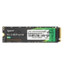 Накопитель SSD Apacer 512Gb M.2 PCIe AS2280P4U PCIe Gen3x4, R3500/W2300 Mb/s, MTBF 1.8M, 3D NAND, NVMe, Retail (AP512GAS2280P4U-1)