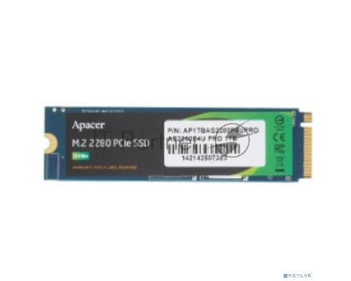 Накопитель SSD Apacer 1TB M.2 AS2280P4U PRO PCIe Gen3x4, R3500/W3000 Mb/s, MTBF 1.8M, 3D NAND, NVMe, Retail (AP1TBAS2280P4UPRO-1)