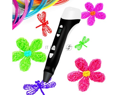 Ручка 3D Cactus CS-3D-PEN-C-BK + CS-3D-PLA-12x10M PLA ABS LCD черный