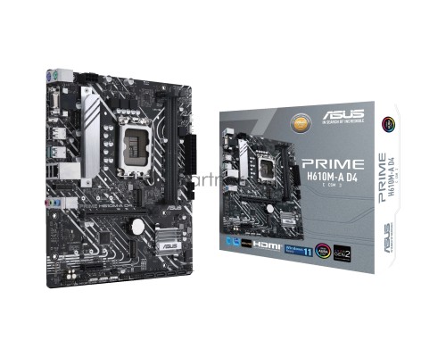 Материнская плата ASUS PRIME H610M-A D4-CSM, LGA 1700, Intel H610, 2xDDR4, 4xSATA, 2xM.2, 1xPCI-E 4.0 x16, 1xPCI-E x1, 1xDisplayPort, 1xD-Sub, 1xHDMI, 1x 1Gb LAN, 4xUSB-A 2.0, 2xUSB-A 3.2 Gen 1, 7.1, mATX