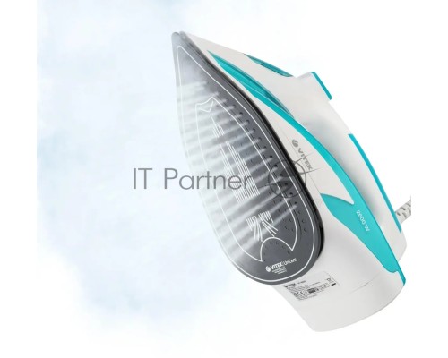 Утюг Vitek VT-8355 (MC) белый/бирюзовый 1. Максимальная мощность 2600 Вт  2. Керамическая подошва  3. Емкость для воды 400 мл