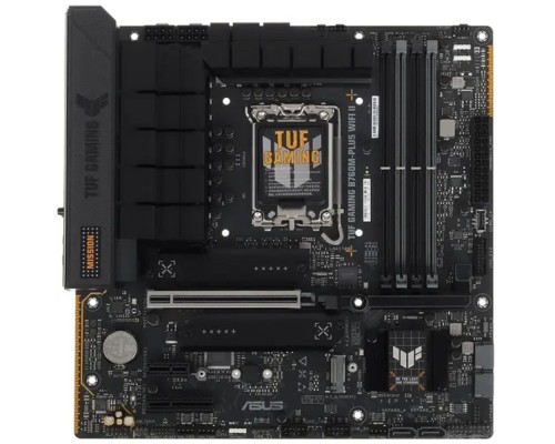 [Материнская плата] ASUS TUF GAMING B760M-PLUS WIFI II (Socket 1700, mATX, 4xDDR5(192GB),DP/HDMI, 1xPCIe 5.0x16/1xPCIe 4.0x4/1xPCIe 3.0, 1xLAN (2.5GbE), Wi-Fi, BT,4xSATA 6Gb/s, 3xM.2, 1xType-C, 3xUSB 3.2, 4xUSB 2.0)