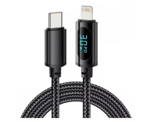 [Кабели] Rexant (18-7068) Кабель Type-C – Lightning для Apple, 3А, 1м, в черной нейлоновойоплетке, с LED дисплеем