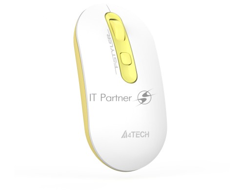 Мышь A4Tech Fstyler FG20 Daisy белый/желтый оптическая (2000dpi) беспроводная USB (4but)