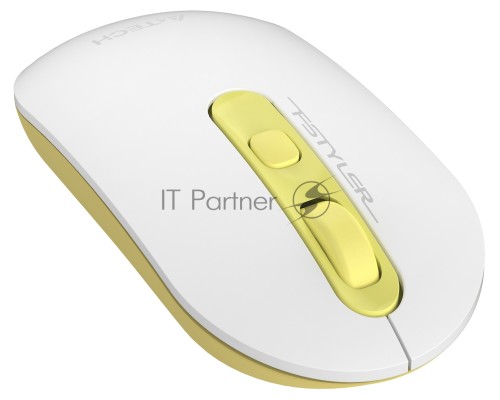 Мышь A4Tech Fstyler FG20 Daisy белый/желтый оптическая (2000dpi) беспроводная USB (4but)