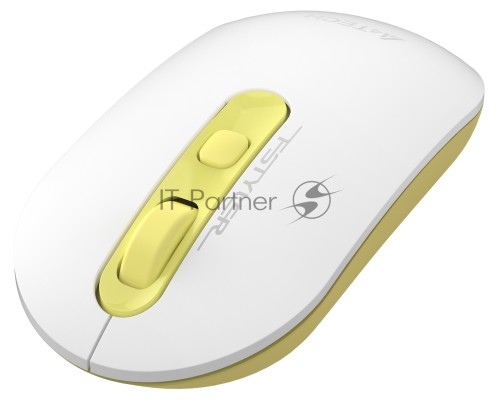 Мышь A4Tech Fstyler FG20 Daisy белый/желтый оптическая (2000dpi) беспроводная USB (4but)