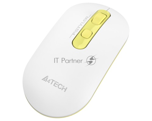 Мышь A4Tech Fstyler FG20 Daisy белый/желтый оптическая (2000dpi) беспроводная USB (4but)