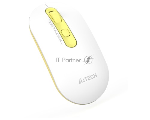 Мышь A4Tech Fstyler FG20 Daisy белый/желтый оптическая (2000dpi) беспроводная USB (4but)
