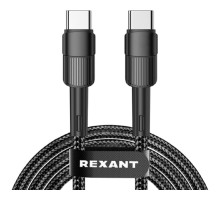Rexant (18-7072) Кабель Type-C – Type-C, 5A, 100Вт, 1м, в черной нейлоновой оплетке