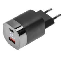 Rexant (18-2224) Сетевое зарядное устройство USB QC (30W) + Type C PD (33W), с дисплеем, чёрное