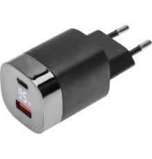 Rexant (18-2224) Сетевое зарядное устройство USB QC (30W) + Type C PD (33W), с дисплеем, чёрное
