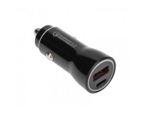 [Зарядные устройства] Rexant (18-1200) Автозарядка в прикуриватель АЗУ USB-A (QC 3.0)+USB-C (PD), 38Вт черная