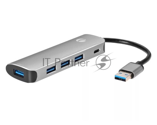 Адаптер концентратор USB 3.1 Type-A --> 4 USB3.0 Alum Shell HUB + PD , VCOM <CU4383A>