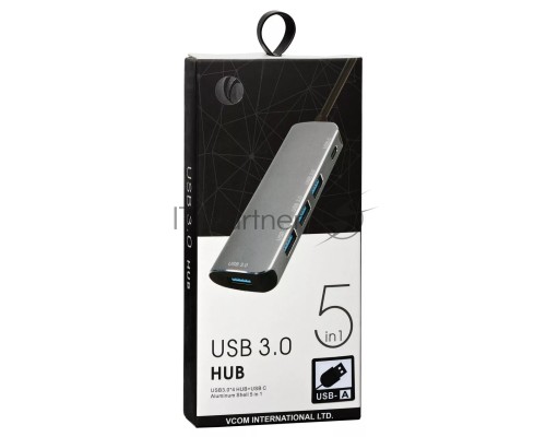 Адаптер концентратор USB 3.1 Type-A --> 4 USB3.0 Alum Shell HUB + PD , VCOM <CU4383A>
