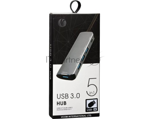 Адаптер концентратор USB 3.1 Type-A --> 4 USB3.0 Alum Shell HUB + PD , VCOM <CU4383A>