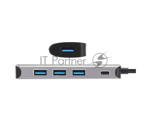 Адаптер концентратор USB 3.1 Type-A --> 4 USB3.0 Alum Shell HUB + PD , VCOM <CU4383A>