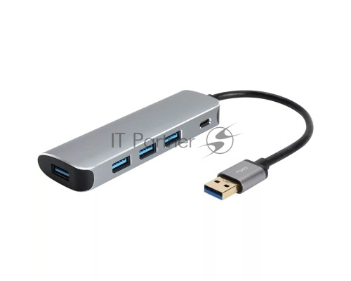 Адаптер концентратор USB 3.1 Type-A --> 4 USB3.0 Alum Shell HUB + PD , VCOM <CU4383A>
