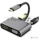 Кабель-концентратор USB3.1 TypeCm -->HDMI+USB3.0+PD+VGA Alum Grey 4K@30Hz, Telecom<TUC055>