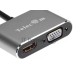 Кабель-концентратор USB3.1 TypeCm -->HDMI+USB3.0+PD+VGA Alum Grey 4K@30Hz, Telecom<TUC055>