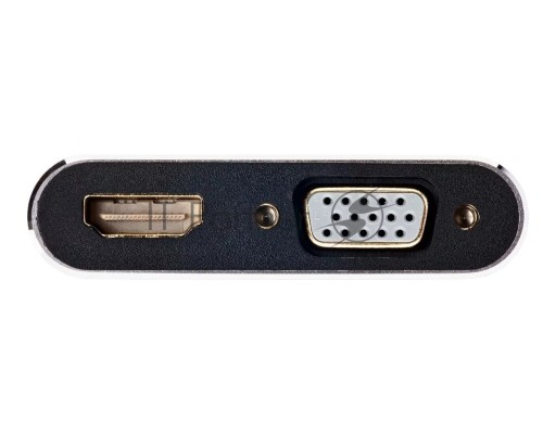 Кабель-концентратор USB3.1 TypeCm -->HDMI+USB3.0+PD+VGA Alum Grey 4K@30Hz, Telecom<TUC055>