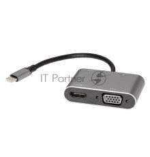 Адаптер USB Type-Cm-->VGA, HDMI 4k*30Hz, USB3.0, PD, Audio,iOpen (Aopen/Qust/VCOM)<ACU4511>