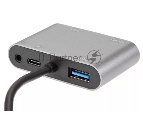 Адаптер USB Type-Cm-->VGA, HDMI 4k*30Hz, USB3.0, PD, Audio,iOpen (Aopen/Qust/VCOM)<ACU4511>