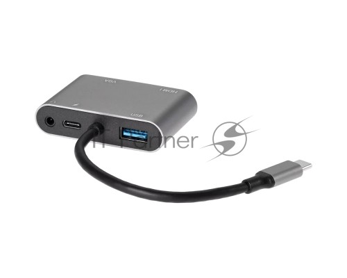 Адаптер USB Type-Cm-->VGA, HDMI 4k*30Hz, USB3.0, PD, Audio,iOpen (Aopen/Qust/VCOM)<ACU4511>