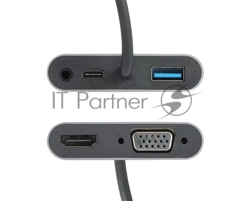 Адаптер USB Type-Cm-->VGA, HDMI 4k*30Hz, USB3.0, PD, Audio,iOpen (Aopen/Qust/VCOM)<ACU4511>