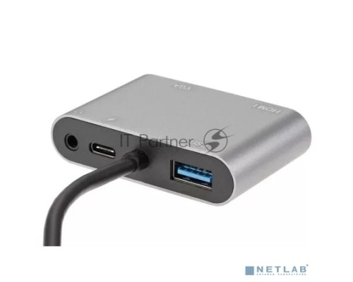Адаптер USB Type-Cm-->VGA, HDMI 4k*30Hz, USB3.0, PD, Audio,iOpen (Aopen/Qust/VCOM)<ACU4511>