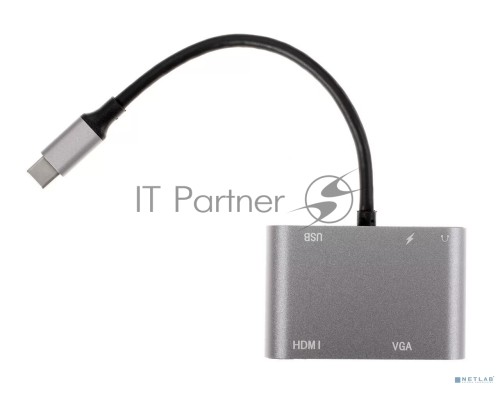 Адаптер USB Type-Cm-->VGA, HDMI 4k*30Hz, USB3.0, PD, Audio,iOpen (Aopen/Qust/VCOM)<ACU4511>