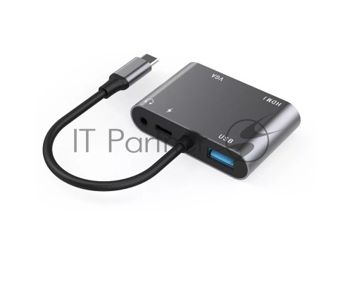 Адаптер USB Type-Cm-->VGA, HDMI 4k*30Hz, USB3.0, PD, Audio,iOpen (Aopen/Qust/VCOM)<ACU4511>