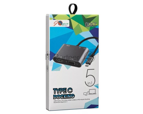 Адаптер USB Type-Cm-->VGA, HDMI 4k*30Hz, USB3.0, PD, Audio,iOpen (Aopen/Qust/VCOM)<ACU4511>