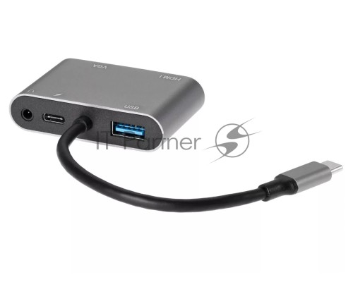 Адаптер USB Type-Cm-->VGA, HDMI 4k*30Hz, USB3.0, PD, Audio,iOpen (Aopen/Qust/VCOM)<ACU4511>