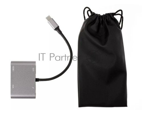 Адаптер USB Type-Cm-->VGA, HDMI 4k*30Hz, USB3.0, PD, Audio,iOpen (Aopen/Qust/VCOM)<ACU4511>