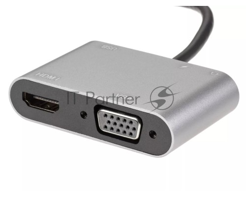 Адаптер USB Type-Cm-->VGA, HDMI 4k*30Hz, USB3.0, PD, Audio,iOpen (Aopen/Qust/VCOM)<ACU4511>
