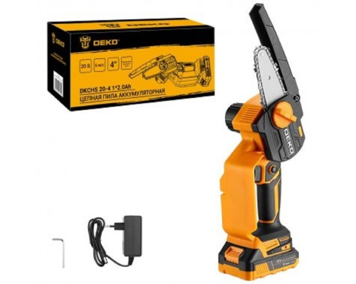 [Садовые пилы] DEKO DKCHS 20-4 Пила цепная аккумуляторная [063-4480] { 20В, 1x2.0Ач }