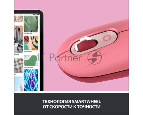Мышь Logitech POP Mouse with emoji розовый/красный оптическая (4000dpi) беспроводная BT/Radio USB (4but)