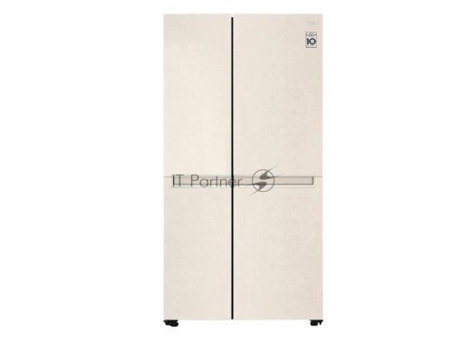 Холодильник LG GC-B257JEYV двухкамерный бежевый глянц. инвертер Side-by-Side 414/229л морозилка сбоку