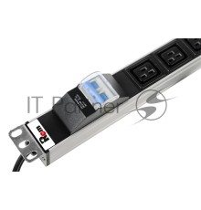 Блок силовых розеток Rem Rem-16, IEC 60320 С19 х 6, вход Schuko, шнур 3 м, 45х484х45 мм (ВхШхГ), 16А, автомат