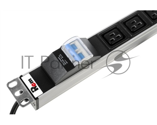 Блок силовых розеток Rem Rem-16, IEC 60320 С19 х 6, вход Schuko, шнур 3 м, 45х484х45 мм (ВхШхГ), 16А, автомат