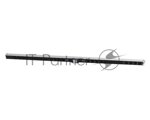 Блок силовых розеток Rem Rem-32, Shuko х 16, IEC 60320 С19 х 8, вход колодка, 1463х45х45 мм (ВхШхГ), 32А, автомат + амперметр, чёрный, без шнура