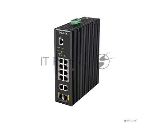 Промышленный управляемый коммутатор D-Link DIS-200G-12PS/A2A 2 уровня с 10 портами 10/100/1000Base-T и 2 портами 1000Base-X SFP (8 портов с поддержкой PoE 802.3af/802.3at (30 Вт), PoE-бюджет до 240Вт)