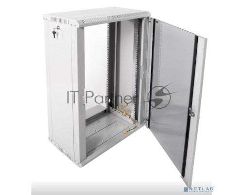 Шкаф телекоммуникационный настенный разборный ЦМО 18U (600 х 350) дверь стекло, цвет черный (ШРН-Э-18.350-9005)