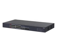 DAHUA DH-CS4218-16ET-135 16-портовый PoE коммутатор с облачным управлением, 16xRJ45 100Mb, 2хКомбо SFP/RJ45 1Gb uplink, суммарно 135Вт, коммутация 7.2 Гбит/с, MAC-таблица 8К