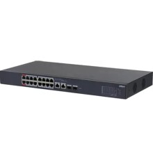 DAHUA DH-CS4218-16ET-135 16-портовый PoE коммутатор с облачным управлением, 16xRJ45 100Mb, 2хКомбо SFP/RJ45 1Gb uplink, суммарно 135Вт, коммутация 7.2 Гбит/с, MAC-таблица 8К